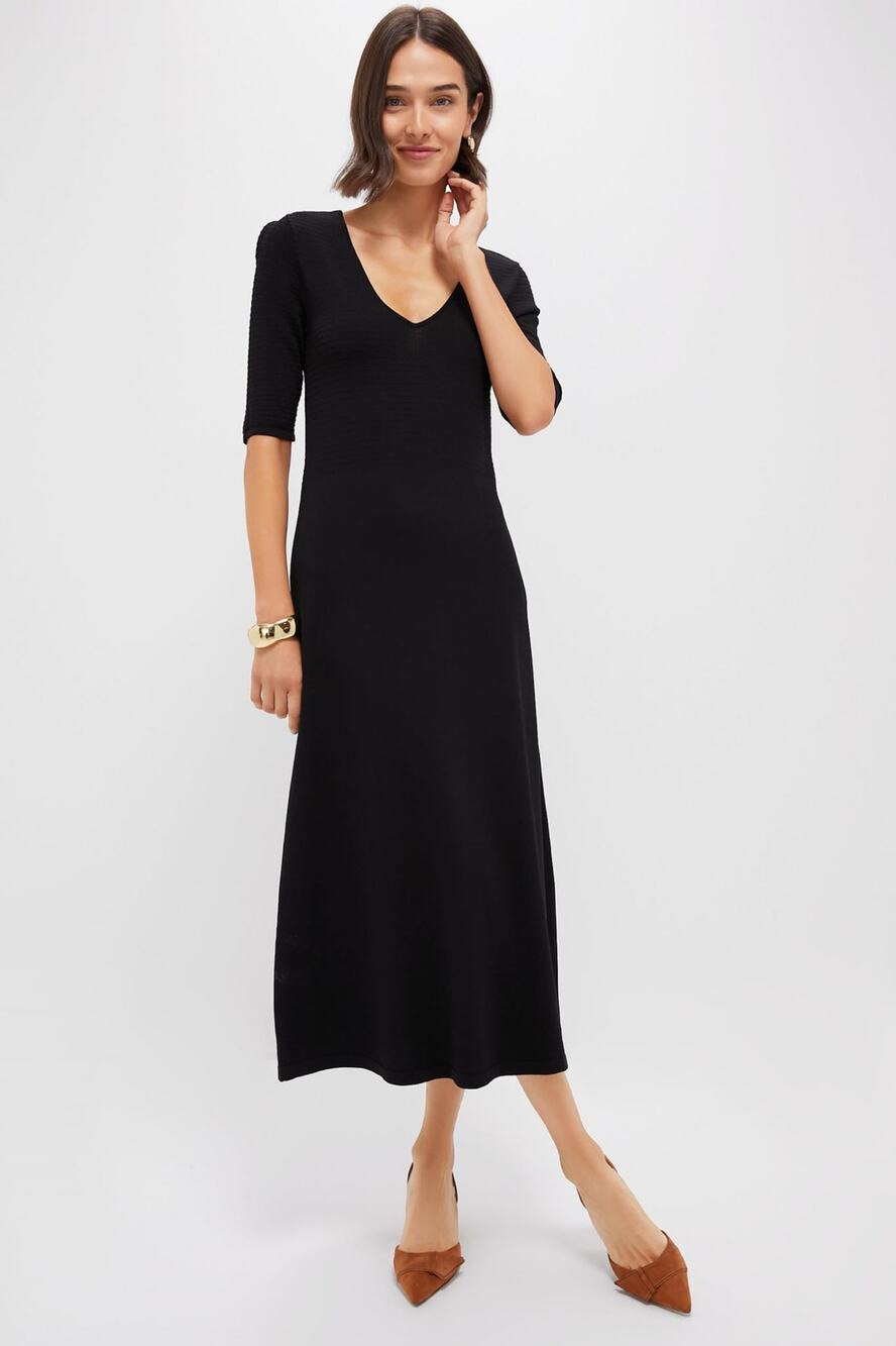 Tuckernuck Pomander Place Clara Knit Maxi Dress Black Half Sleeve Medium